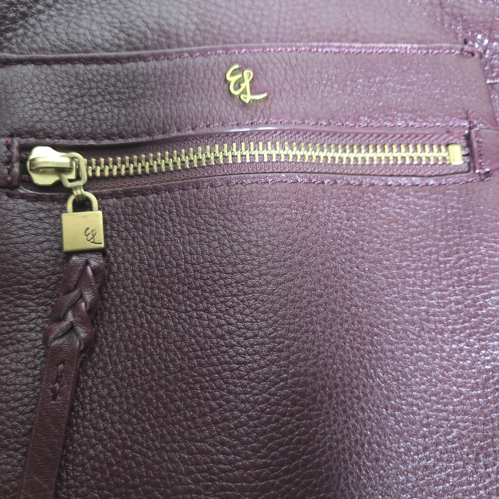 EL Burgundy Leather Bag with Gold Accents